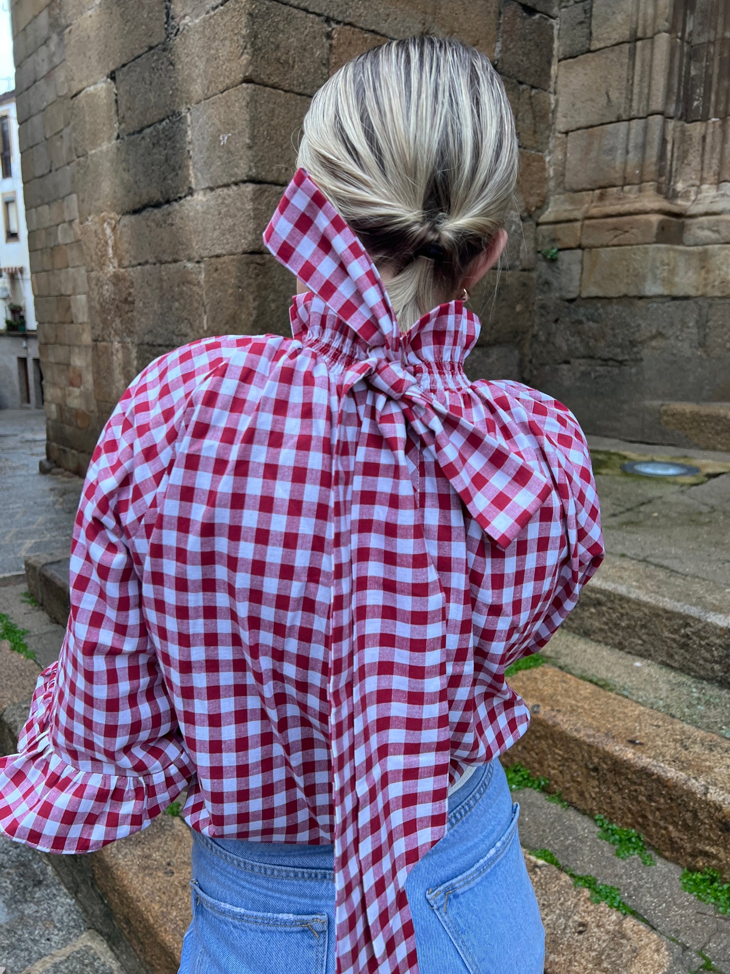 Blusa celine vichy burdeos