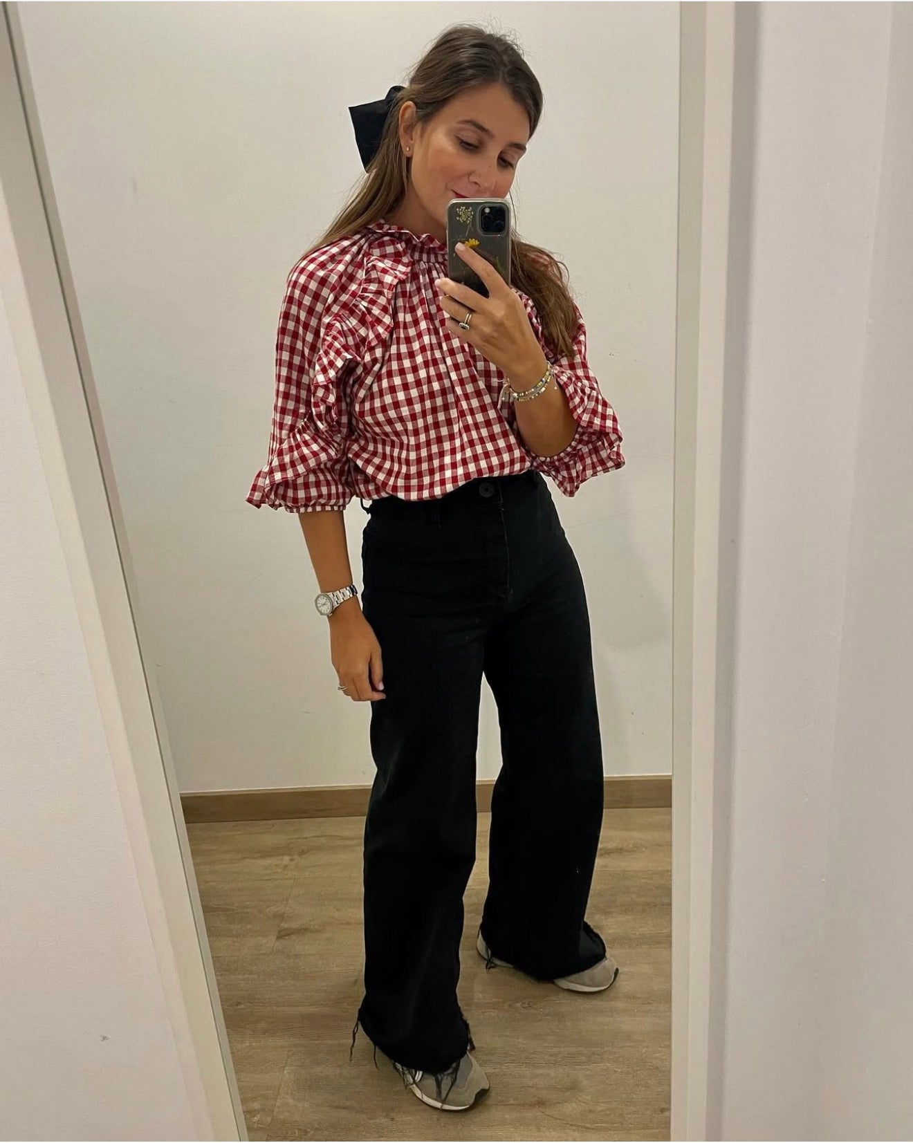 Blusa celine vichy burdeos